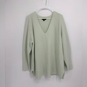 J. Crew Stretch Wool V-Neck Light Green Tunic Sweater